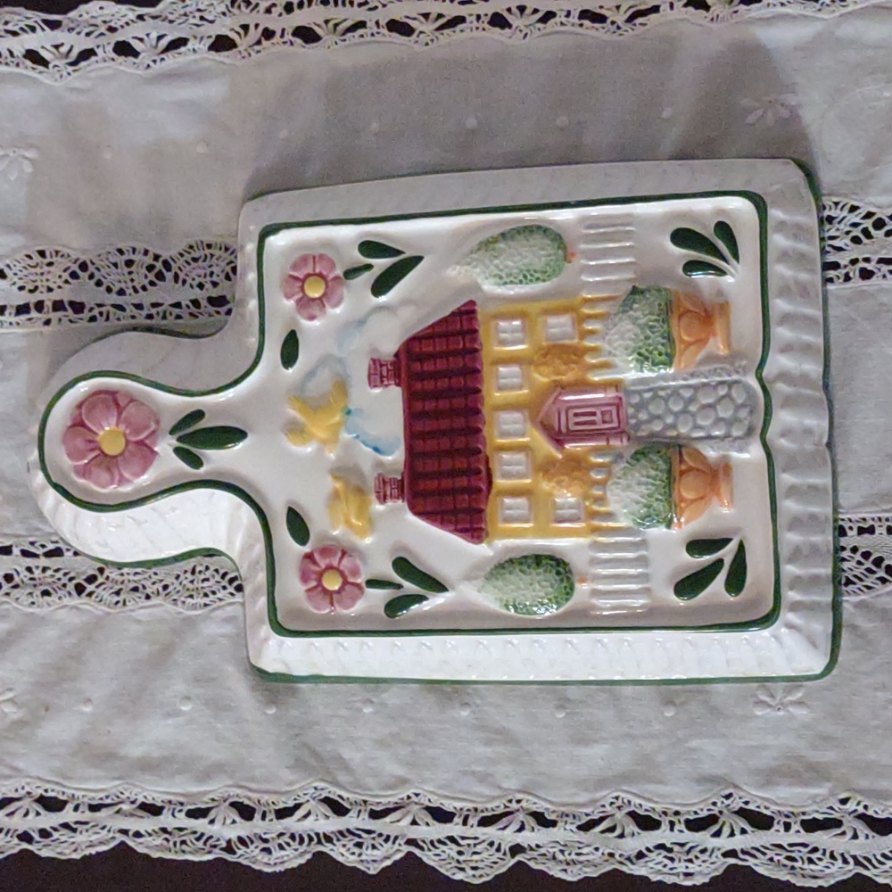 1970s Towle wall hanging with cute home scene